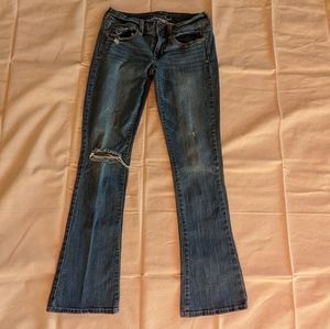 American Eagle Skinny Kick Mid-Rise Boot Cut Blue Jeans Size 6 Women